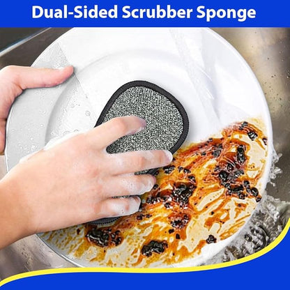 12 Pack Multi-Purpose Scrub Sponges for Kitchen by SmilePowo Non-Scratch Microfiber Sponge Along with Heavy Duty Scouring Power - Effortless Cleaning of Dishes, Pots and Pans - Image 2