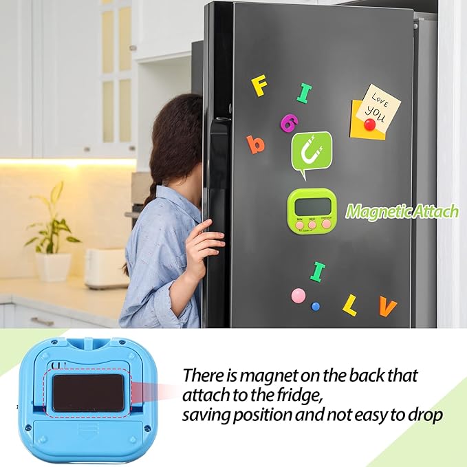 Weewooday 24 Pcs Digital Kitchen Timer Magnetic Timer Bulk On/Off Switch Minute Second Count up Countdown Loud Alarm for Exercise Cook Baking (Blue,Green) - Image 5