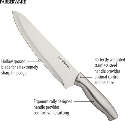 Farberware 15-Piece Stamped Stainless Steel Knife Block Set, High-Carbon Stainless Steel Kitchen Knife Set with Ergonomic Handles, Razor-Sharp Knives with Wood Block, 15-Piece, Black 2 - Image 7
