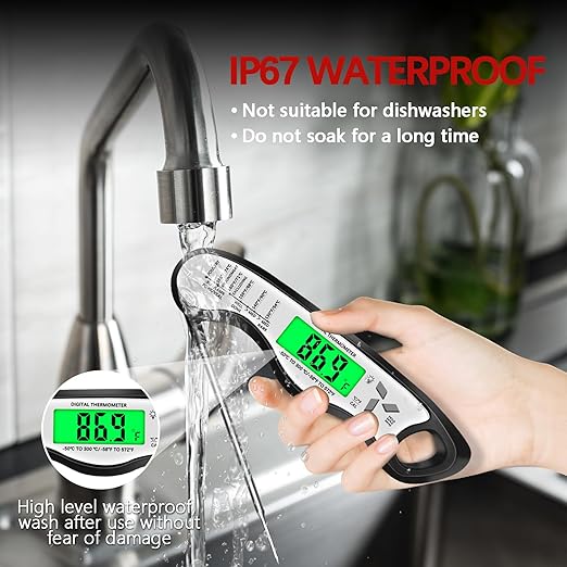 Meat Thermometer Digital，IP67 Waterproof Cooking Thermometer with Backlight, Calibration & Hold Function，Food Thermometer for Cooking,Outdoor Grilling - Image 6