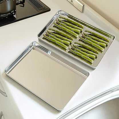 TeamFar Baking Sheet Set of 2, Baking Pans Tray Cookie Sheet Stainless Steel, Non Toxic & Healthy, Mirror Finish & Rust Free, Easy Clean & Dishwasher Safe - Image 7