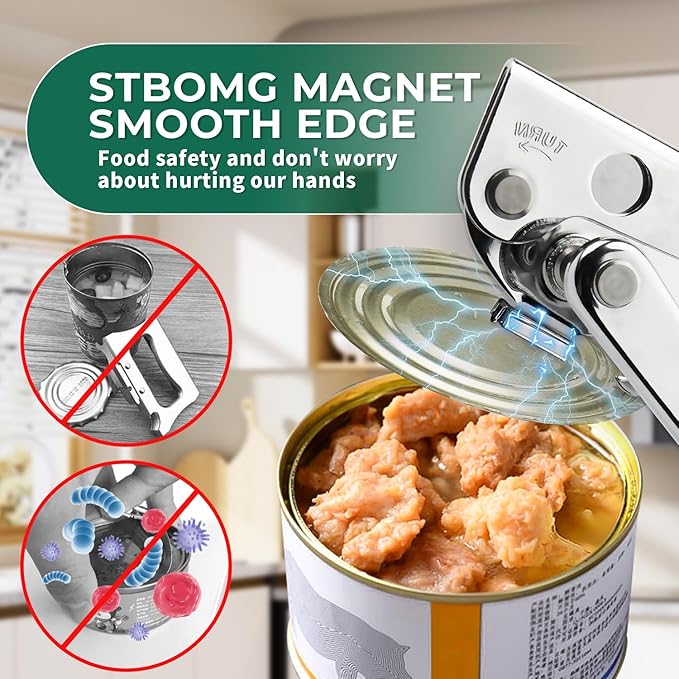Commercial Can Opener Manual Heavy Duty Stainless Steel Handheld Smooth Edge Can Opener for Seniors for Kitchen - Image 5
