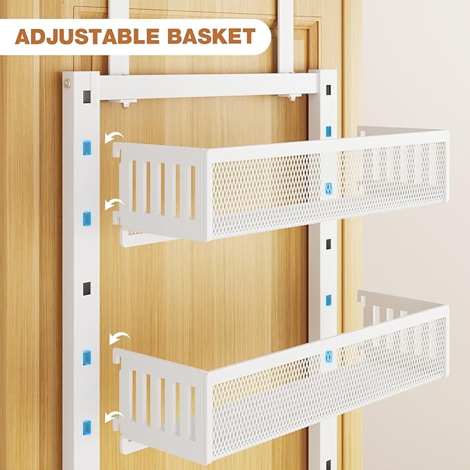 Pantry Door Organizers and Storage, 8-Tier Large Metal Heavy-Duty Frame Over the Door Spice Rack, 2 in 1 Wall-Mounted or Hanging shelf for Kitchen, Bathroom, Laundry Room, Bedroom, Closet &Nursery - Image 8
