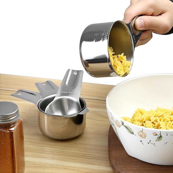QWORK Stainless Steel Measuring Cups, Set of 7 Nesting Kitchen Tools for Cooking & Baking - Image 6