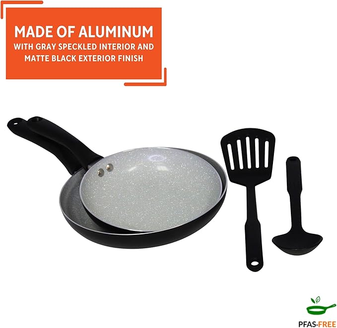 IMUSA Nonstick Ceramic Cookware Set 4-Piece 8in/10in, with Stay-Cool Handles, Aluminum, Black - Image 3