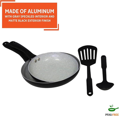 IMUSA Nonstick Ceramic Cookware Set 4-Piece 8in/10in, with Stay-Cool Handles, Aluminum, Black - Image 3