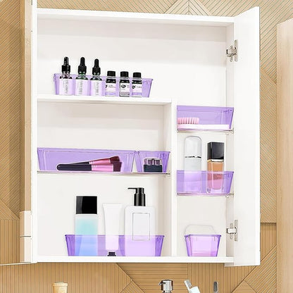 StorMiracle 10 PCS Drawer Organizer Set, 4 Varied Size Bathroom and kitchen Drawer cabinet organizer Trays, Clear Storage Bins for Makeup, Jewelry, Utensils and Gadgets, Purple - Image 6
