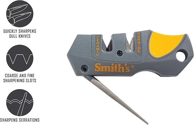 Smith’s Pocket Pal Tactical Knife Sharpener - 2 Stage Sharpener & Diamond Sharpening Rod - Pocket Clip - Outdoor Hunting Knife & Hook Sharpener - Compact & Lightweight - Image 2