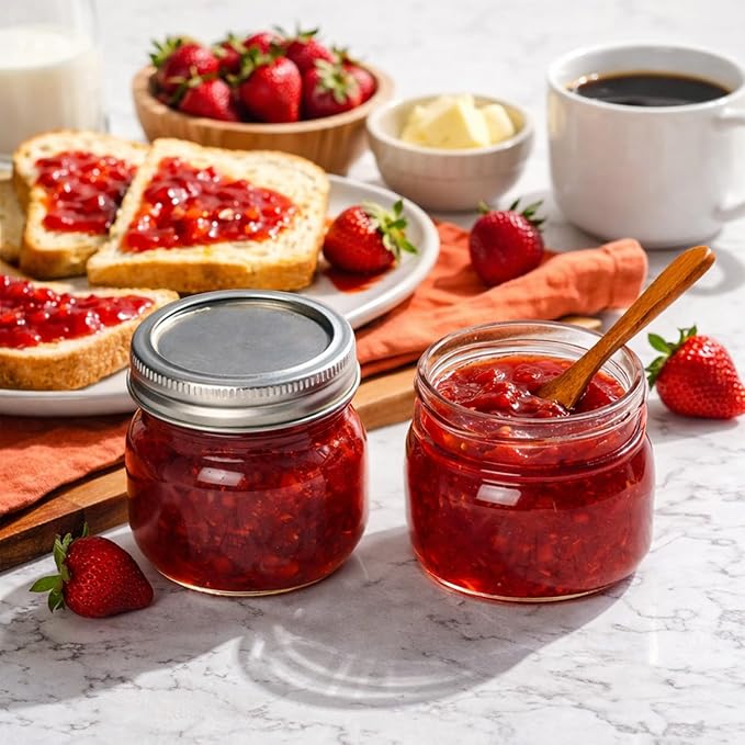 ComSaf 8 oz Regular Mouth Mason Jars,6Pcs Glass Jars for Home Cooks Making Jam and Jelly, and Crafters Creating DIY Candles and Party Favors, Canning Jar with Lids and Rings，Includes Labels & Twine - Image 4