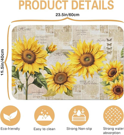 Kitchen Countertop Dish Drying Mat,Super Absorbent Coffee Bar Mat for Maker Espresso Machine, Anti-Slip Accessories for Kitchen Countertops 23x15 Inch