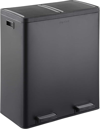 Step N' Sort The 18.5 Gallon Extra Large Capacity, Soft-Step, Dual Trash and Recycling Bin with Removable Inner Bins