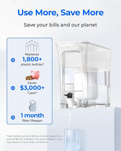 Waterdrop 0 TDS 35-Cup Slim Water Filter Dispenser, Large Capacity, Reduces TDS, Chlorine, PFOA/PFOS and More, BPA Free, White (with 1 Filter) - Image 7