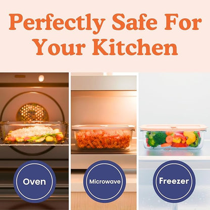 Ziruma Non-Toxic 4 Pack - Glass Food Storage Containers With Lids – Plastic Free, Airtight Meal Prep Containers, Multi-Size (12, 21, 35, 50 Oz), Microwave & Freezer Safe - Image 7