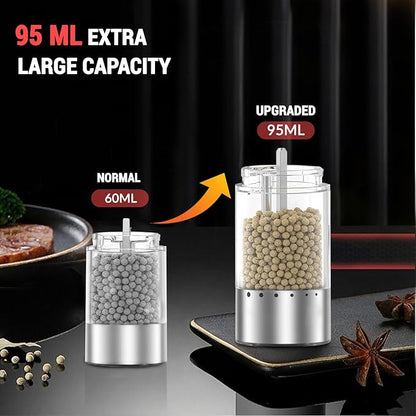 [Upgraded Larger Capacity] Electric Salt and Pepper Grinder Set with USB Charging Base, 95ml Large Capacity, Adjustable Coarseness,Stainless Steel Automatic Pepper Mill (Upgraded Adjustment-B)