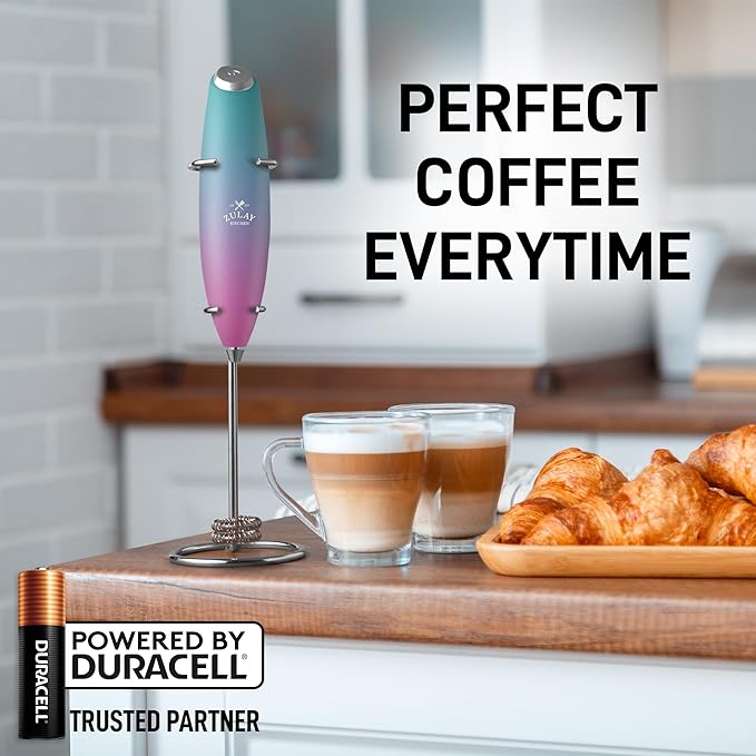 Zulay Kitchen Whisk Milk Frother with 4 Duracell Batteries - Powerful Handheld Foam Maker for Coffee, Lattes, Matcha, Hot Chocolate & Cappuccinos - Whip Creamy Froth in Seconds - Image 6