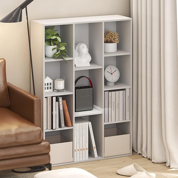 Furinno LUDER Book Shelf, 11-Cube Bookshelf, Reversible Bookcase, 9.4 x 29.1 x 41.7, Easy Assembly, for Living Room, Bedroom, Home Office, White - Image 11