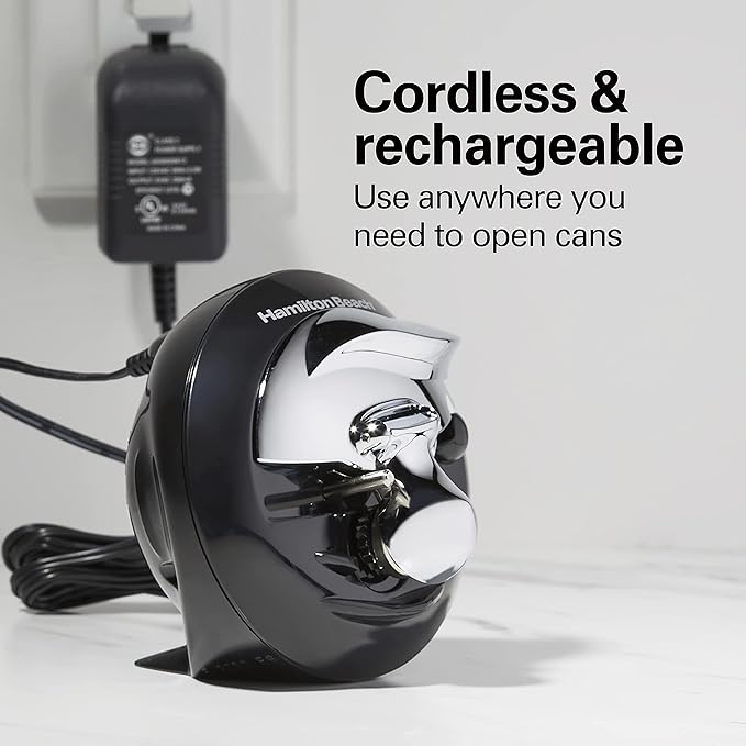 Hamilton Beach Walk 'n Cut Electric Can Opener for Kitchen, Use On Any Size, Automatic and Hand-Free, Cordless & Rechargeable, Easy Clean Removable Blade, Black (76501G) - Image 2
