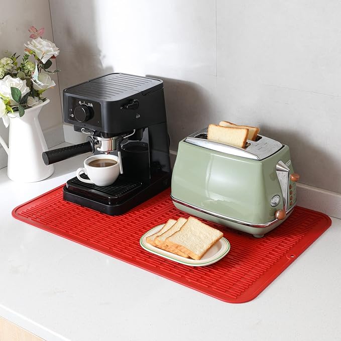 MicoYang Silicone Dish Drying Mat for Multiple Usage,Easy clean,Eco-friendly,Heat-resistant Silicone Mat for Kitchen Counter or Sink,Refrigerator or Drawer Liner Red 3XL 28 inches x 18 inches - Image 8