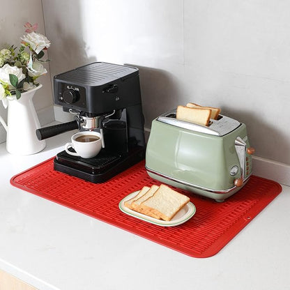 MicoYang Silicone Dish Drying Mat for Multiple Usage,Easy clean,Eco-friendly,Heat-resistant Silicone Mat for Kitchen Counter or Sink,Refrigerator or Drawer Liner Red 3XL 28 inches x 18 inches - Image 8