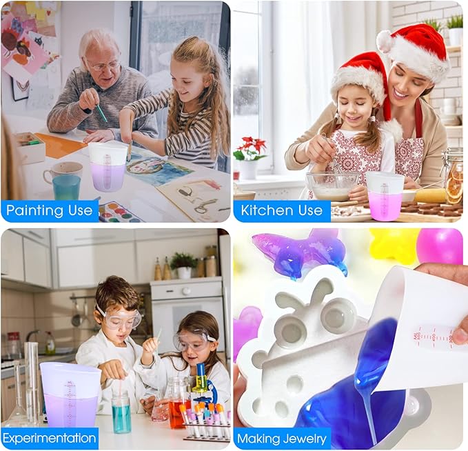 ZUYEE 3 PCS Silicone Measuring Cups (2 Cup + 1 Cup + 0.5 Cup) Flexible Melting Measure Cups for Chocolate,Epoxy Resin Butter, Squeeze Pour Baking Cup BPA Free with Marking ML/Ounce - Image 8