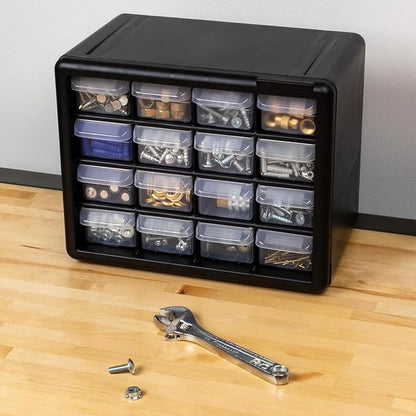 Akro-Mils 16-Drawer Plastic Drawer Storage Cabinet for Garage Organization, Beads, Makeup Organizer, Building Bricks Storage, Teacher Toolbox, 10-1/2" W x 6-1/2" D x 8-1/2" H, 10116 Black - Image 20