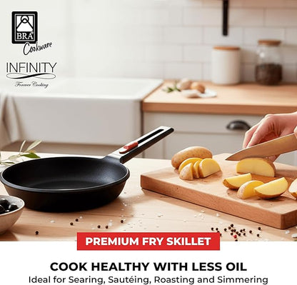 BRA COOKWARE Infinity Nonstick Frying Pan | 10.2-Inch Cast Aluminum Skillet | PFOA/PFAS Free Fry Pan | Removable Handle | All Cooktops (incl Induction) Searing Skillet | Oven Safe up to 425°F
