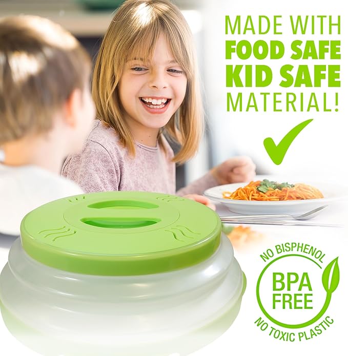 HOVER COVER Magnetic Microwave Splatter Cover with High Power, Strongest Magnetic Grip, Collapsible 12-Inch BPA-Free Food Lid, Vented Plate Guard, Dishwasher Safe, Space-Saving Storage - Green - Image 8