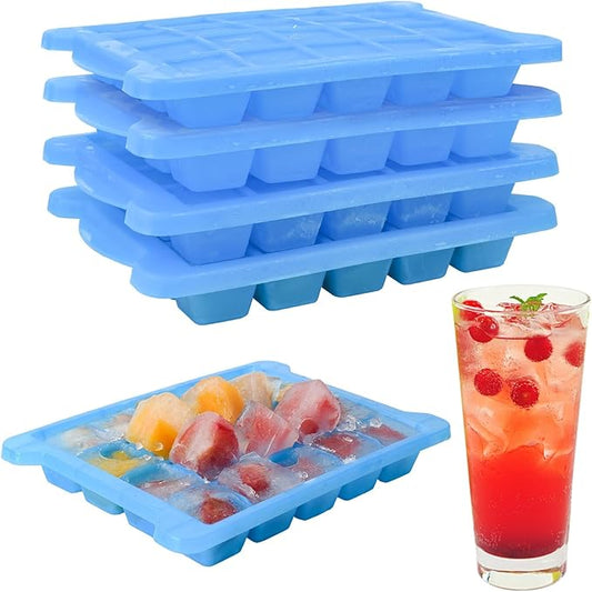 4 Pack Mini Ice Cube Trays for Freezer-Easy Release & Stackable | Small Ice Cube Trays with Lid-Tiny Ice Cube Tray for Mini Fridge with Freezer, Perfect for Cocktails,Whiskey,Juice & Baby Food