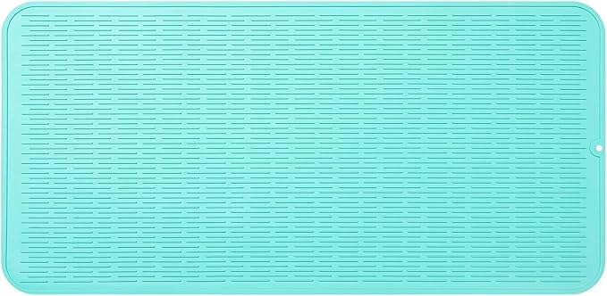 MicoYang Silicone Dish Drying Mat for Multiple Usage,Easy clean,Eco-friendly,Heat-resistant Silicone Mat for Kitchen Counter or Sink,Refrigerator or Drawer Liner Mint 5XL 36inches x 18inches by MicoYang