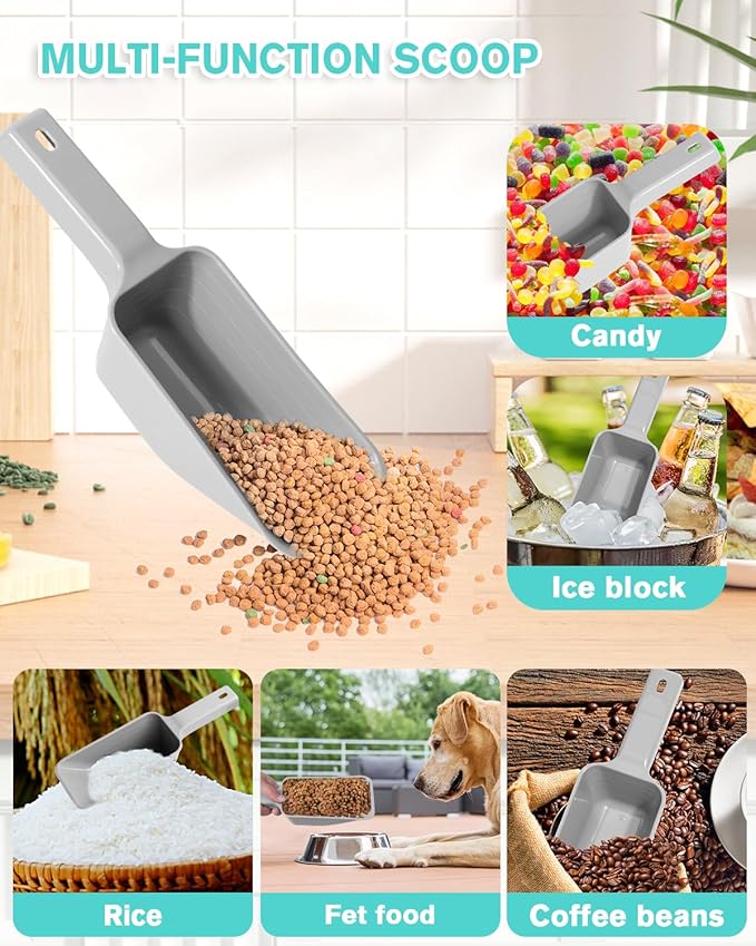 2 Cup Dog Food Scoop(2 Pack), Plastic Pet Food Scoop with Measuring Lines for Accurate Pet Food Portions,Dishwasher Safe (Gray) - Image 5