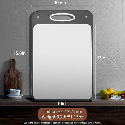 Titanium Cutting Boards for Kitchen - Katuchef Non Toxic Double Sided Metal for Meat/Fish & Wheat Straw PP for Fruits/Vegetables, Dishwasher Safe, Pure Titanium Easy Clean Chopping Board Large