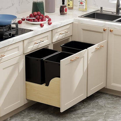 ROOMTEC 35QT Kitchen Trash Can, Sturdy and Lightweight Slim Trash Can, Trash Cans for Kitchen, Workspace, Bathroom, Office, Easy to Clean, 1 Pack, Black
