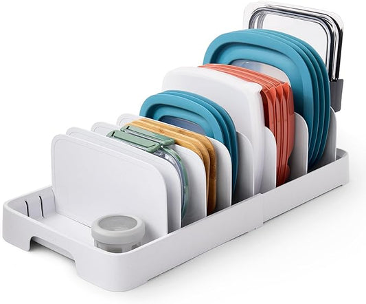 YouCopia StoraLid Expandable Food Container Lid Organizer with Tall Dividers, 40 Lid, Premium Edition by YouCopia