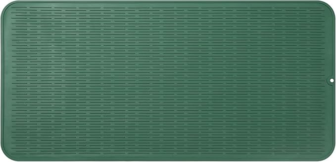 MicoYang Silicone Dish Drying Mat for Multiple Usage,Easy clean,Eco-friendly,Heat-resistant Silicone Mat for Kitchen Counter or Sink,Refrigerator or Drawer Liner Green 5XL 36inches x 18inches by MicoYang