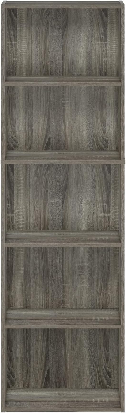 Furinno LUDER Book Shelf, 5-Tier Bookshelf, Bookcase with Open Shelves, 9.4 x 15.8 x 52, Easy Assembly, for Living Room, Bedroom, Home Office, French Oak - Image 7