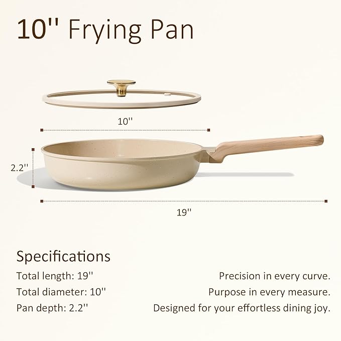 CAROTE 10" Frying Pan Set, Non-Toxic PTFE & PFOA Free Fry Pan & Omelet Pan, Compatible with Induction, Ceramic, Gas Cooktops - Image 2