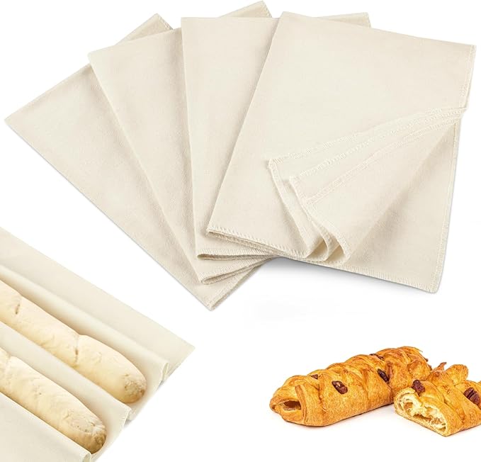 Ninsula 4PCS Tea Towels for Baking Sourdough, 14x18.8 Inch Reusable Thick Bread Towels for Proofing, Bread Cloth for Baguettes, Pastry, Loaves by Unknown