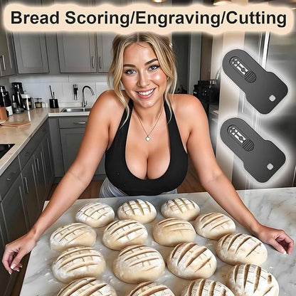 2-Pack Magnetic Retractable Bread Lame Scorer, Sourdough Scoring Knife Tool with 20 Extra Blades, Professional ABS Handle & Spring Design for Safe Baking