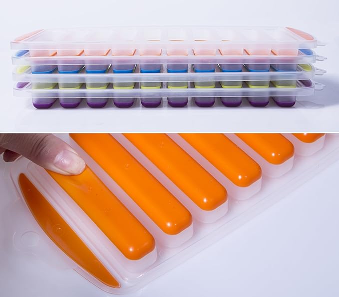Ozera 4 Pack Ice Cube Trays, Narrow Water Bottle Ice Cube Tray Stick, Silicone Ice Trays for Freezer with Easy Push and Pop Out Material, Ideal for Sports and Water Bottles - Image 4