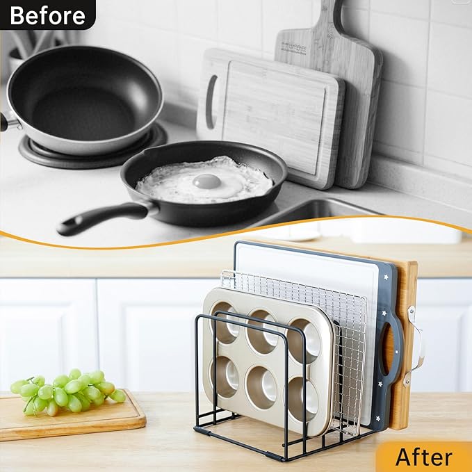 2-Pack 5-Tier Cutting Board Holder, Kitchen Cabinet Organizer Holder, Space-Saving Kitchen Storage for Cutting Boards, Bakeware, Trays,Thin Pans and Cookbooks, Baking Sheets Organizer - Image 5