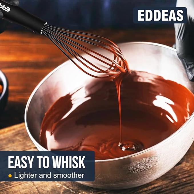 Eddeas Silicone Mini Whisk, Small whisks Non-Stick Tiny Whisks set of 2（5.5in & 7.5in）-Heat Resistant (450°F) Whisks, Balloon Egg Beater Perfect for Whisking, Beating, Mixing, Blending, Black - Image 7