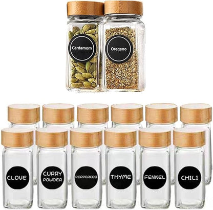 Glass Spice Jars with Label - Square Spice Containers 4 oz - Includes Cleaning Brush & Label pen - Seasoning Jars - 12Pcs - Image 5