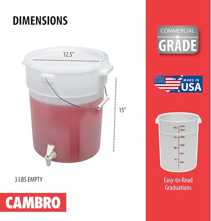 Cambro DSPR6148 SIX-GALLON (22,7 L) BEVERAGE DISPENSER, White, 22 Quart Case of 1 - Image 3