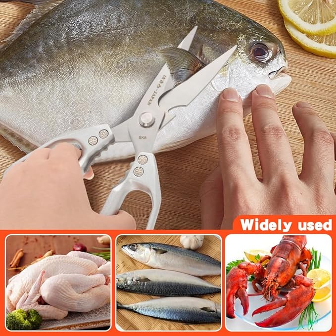Kitchen Scissors Set Stainless Steel Kitchen Shear Heavy Duty Sharp Poultry Shears Japanese Scissors for Food, Chicken Bones, and Turkey, Dishwasher Safe