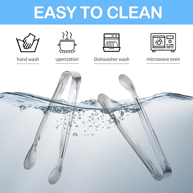 18PCS Mini Tongs for Appetizers, 5Inch Serving Tongs, Ice Tong Appetizer Tong, Small Tongs for Serving Food, Kitchen Utensils for Sugar Cubes, Coffee, Charcuterie Board (Silver-18pcs) - Image 4