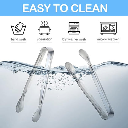18PCS Mini Tongs for Appetizers, 5Inch Serving Tongs, Ice Tong Appetizer Tong, Small Tongs for Serving Food, Kitchen Utensils for Sugar Cubes, Coffee, Charcuterie Board (Silver-18pcs) - Image 4