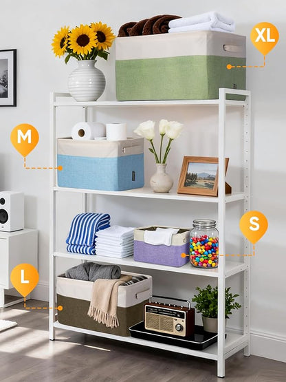 BALEINE 2 Pack Fabric Closet Storage Bins for Shelves, Linen Closet Organizers and Storage, Decorative Baskets for Organizing, Shelf, Clothes, Home, Office (Navy Blue, 14''x10''x8.5'')
