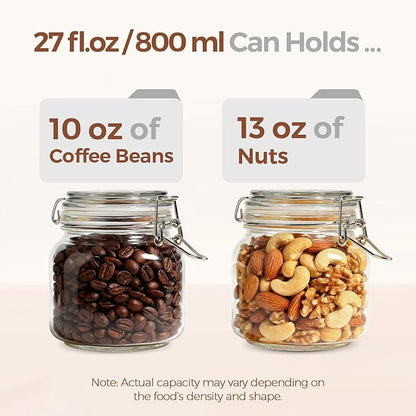 ComSaf 6-Pack 27oz Square Glass Pantry Canisters, Aesthetic Food Storage Jars for a Full Makeover, Modular Containers for Coffee, Sugar, Cookies, Snacks & Spices - Image 5