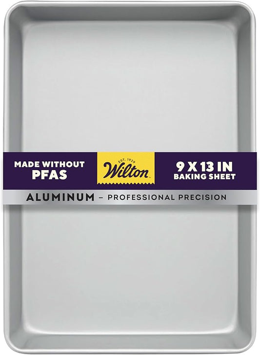 Wilton Aluminum 9x13 Inch Rectangular Sheet Pan, Made With Natural Anodized Aluminum, Made Without PFAS, Bakeware Optimal For Even Heating