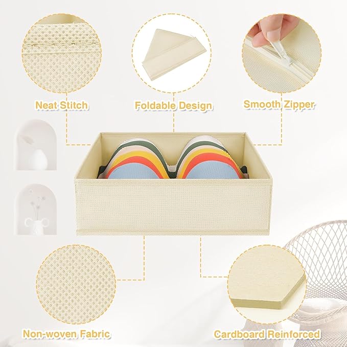 DIMJ Drawer Organizer Clothes 12 Pack - Foldable Baby Organizers and Storage & Dresser Organizer for Bedroom, Closet - Nursery Organization Dresser Dividers for underwear, Sock,Bra, Belt, Tie, Beige - Image 2